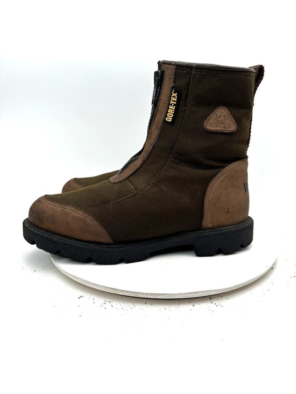 Rocky Big Mouth Gore Tex Men Size 9 EW 7856 Brown Leather Front Zip Logger Boot